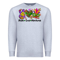 Heather Grey peace love  mardi gras Premium Sweatshirt - AdoDesignShop