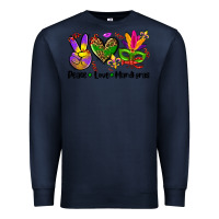 Navy peace love  mardi gras Premium Sweatshirt - AdoDesignShop