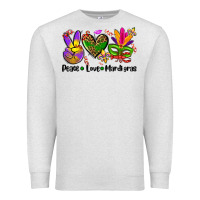 Oatmeal Heather peace love  mardi gras Premium Sweatshirt - AdoDesignShop
