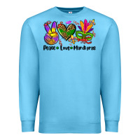 Ocean Blue peace love  mardi gras Premium Sweatshirt - AdoDesignShop