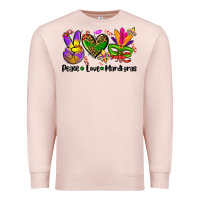 Pale Pink peace love  mardi gras Premium Sweatshirt - AdoDesignShop
