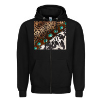 Black leopard and cowhide gemstone leather Zipper Hoodie - BarkalooDesign