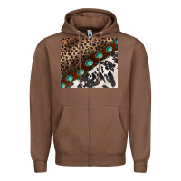 Chestnut leopard and cowhide gemstone leather Zipper Hoodie - BarkalooDesign