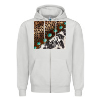 Dove Grey leopard and cowhide gemstone leather Zipper Hoodie - BarkalooDesign