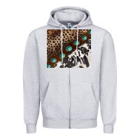 Heather Grey leopard and cowhide gemstone leather Zipper Hoodie - BarkalooDesign