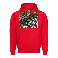 Red leopard and cowhide gemstone leather Zipper Hoodie - BarkalooDesign