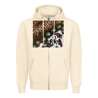 Sandshell leopard and cowhide gemstone leather Zipper Hoodie - BarkalooDesign
