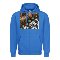 True Royal leopard and cowhide gemstone leather Zipper Hoodie - BarkalooDesign