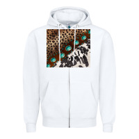 White leopard and cowhide gemstone leather Zipper Hoodie - BarkalooDesign