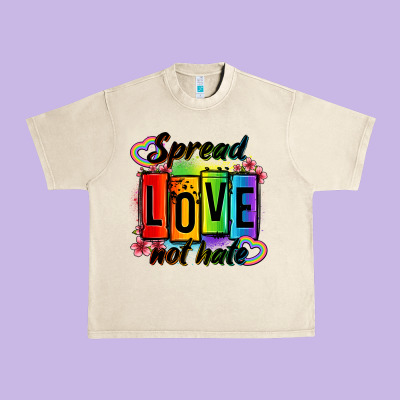 Spread Love Not Hate Urban Heavy Tee Designed By Oliviacreatesart