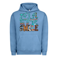 Pigment Pebble Blue it’s a beautiful day to smile Urban Hoodie - JahusDesignShop