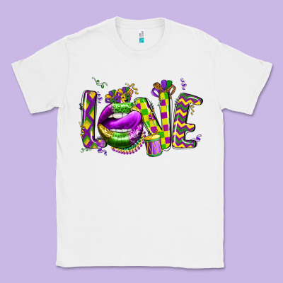 Mardi Gras Love Lips Classic Tee Designed By Cowgirlartshop