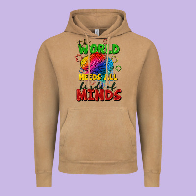 The World Needs All Kinds Of Minds Vintage Hoodie Designed By Fadigitalartstudio