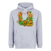 Heather Grey horseshoe with shamrocks and coin Heavyweight Hoodie - AdoDesignShop