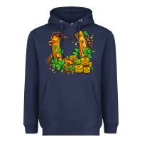 Navy horseshoe with shamrocks and coin Heavyweight Hoodie - AdoDesignShop
