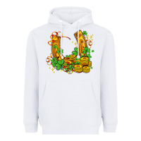 White horseshoe with shamrocks and coin Heavyweight Hoodie - AdoDesignShop