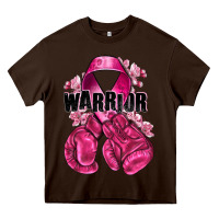 Chocolate Brown Warrior Breast Cancer with boxing gloves Heavy Core Tee - NancyCooperArtShop