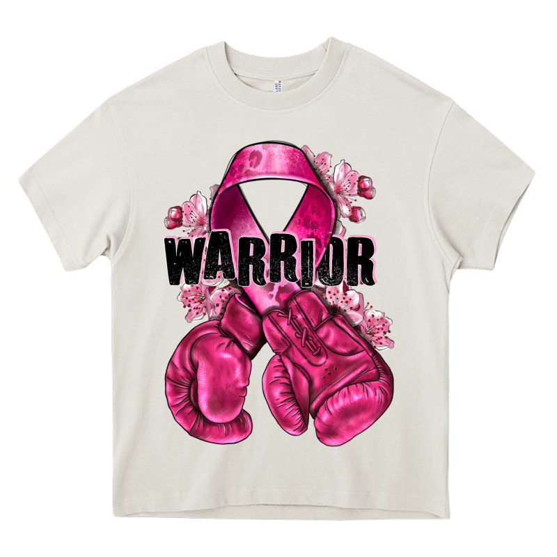 Warrior Breast Cancer With Boxing Gloves Heavy Core Tee by NancyCooperArtShop | Teevron
