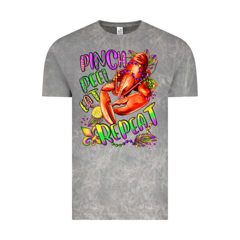 Pinch Peel Eat Repeat Mardi Gras Olivia Vintage Tee by OliviaCreatesArt | Teevron