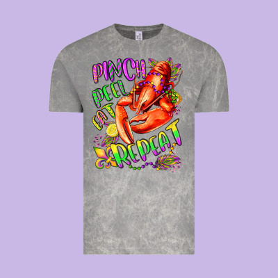 Pinch Peel Eat Repeat Mardi Gras Olivia Vintage Tee Designed By Oliviacreatesart