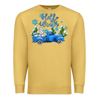 Antique Gold hello winter with sniwman and  truck Premium Sweatshirt - AdoDesignShop