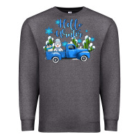 Charcoal Heather hello winter with sniwman and  truck Premium Sweatshirt - AdoDesignShop