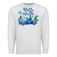 Oatmeal Heather hello winter with sniwman and  truck Premium Sweatshirt - AdoDesignShop