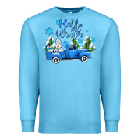 Ocean Blue hello winter with sniwman and  truck Premium Sweatshirt - AdoDesignShop