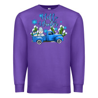 Purple hello winter with sniwman and  truck Premium Sweatshirt - AdoDesignShop