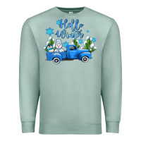 Seafoam hello winter with sniwman and  truck Premium Sweatshirt - AdoDesignShop