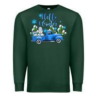 Sports Green hello winter with sniwman and  truck Premium Sweatshirt - AdoDesignShop