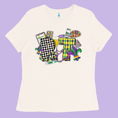 Respiratory Therapist Mardi Gras Ladies Tee Designed By Cowgirlartshop