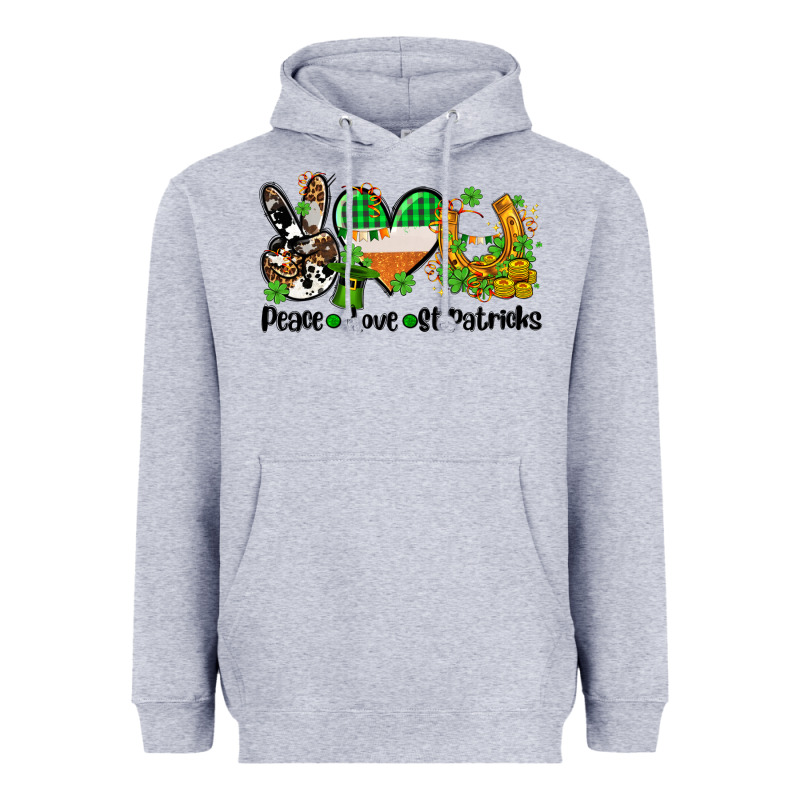 Peace Love St Patricks Heavyweight Hoodie by AdoDesignShop | Teevron