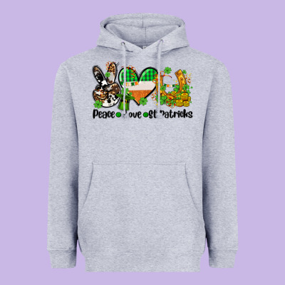 Peace Love St Patricks Heavyweight Hoodie Designed By Adodesignshop