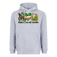 Heather Grey peace love st patricks Heavyweight Hoodie - AdoDesignShop