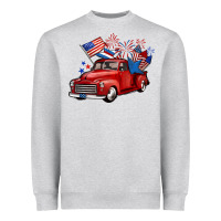 Heather Grey american truck 4th of july Heavyweight Sweatshirt - BarkalooDesign