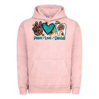 Pigment Salmon peace love dental Urban Hoodie - JahusDesignShop