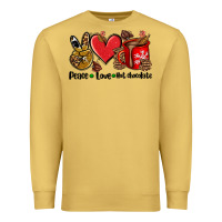 Antique Gold peace love  hot chocolate Premium Sweatshirt - AdoDesignShop