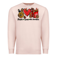 Pale Pink peace love  hot chocolate Premium Sweatshirt - AdoDesignShop