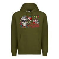 Army Green Merry Christmas  skull Premium Hoodie - CowhideDigitalArt