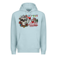 Blue Mist Merry Christmas  skull Premium Hoodie - CowhideDigitalArt