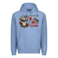 Colony Blue Merry Christmas  skull Premium Hoodie - CowhideDigitalArt
