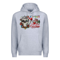 Heather Grey Merry Christmas  skull Premium Hoodie - CowhideDigitalArt