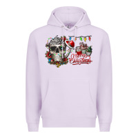 Lilac Merry Christmas  skull Premium Hoodie - CowhideDigitalArt