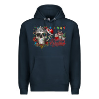 Navy Merry Christmas  skull Premium Hoodie - CowhideDigitalArt
