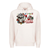 Pale Pink Merry Christmas  skull Premium Hoodie - CowhideDigitalArt
