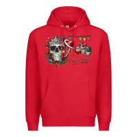 Red Merry Christmas  skull Premium Hoodie - CowhideDigitalArt