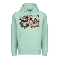 Seafoam Merry Christmas  skull Premium Hoodie - CowhideDigitalArt