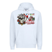 White Merry Christmas  skull Premium Hoodie - CowhideDigitalArt