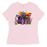 Bubblegum Pink mardi gras gnome truck Ladies Tee - CowGirlArtShop